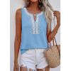 image:imagePRETTYGARDEN Womens Tank Tops 2026 Summer Causal V Neck Sleeveless Shirts Floral Print Embroidered Beach Vacation Boho TopLight Blue