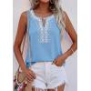 image:imagePRETTYGARDEN Womens Tank Tops 2026 Summer Causal V Neck Sleeveless Shirts Floral Print Embroidered Beach Vacation Boho TopLight Blue