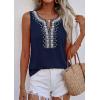 image:imagePRETTYGARDEN Womens Tank Tops 2026 Summer Causal V Neck Sleeveless Shirts Floral Print Embroidered Beach Vacation Boho TopNavy
