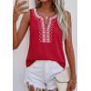 image:imagePRETTYGARDEN Womens Tank Tops 2026 Summer Causal V Neck Sleeveless Shirts Floral Print Embroidered Beach Vacation Boho TopRed