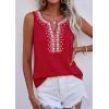 image:imagePRETTYGARDEN Womens Tank Tops 2026 Summer Causal V Neck Sleeveless Shirts Floral Print Embroidered Beach Vacation Boho TopRed