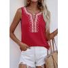 image:imagePRETTYGARDEN Womens Tank Tops 2026 Summer Causal V Neck Sleeveless Shirts Floral Print Embroidered Beach Vacation Boho TopRed