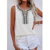 image:imagePRETTYGARDEN Womens Tank Tops 2026 Summer Causal V Neck Sleeveless Shirts Floral Print Embroidered Beach Vacation Boho TopWhite