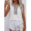 image:imagePRETTYGARDEN Womens Tank Tops 2026 Summer Causal V Neck Sleeveless Shirts Floral Print Embroidered Beach Vacation Boho TopWhite