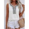 image:imagePRETTYGARDEN Womens Tank Tops 2026 Summer Causal V Neck Sleeveless Shirts Floral Print Embroidered Beach Vacation Boho TopWhite
