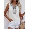 image:imagePRETTYGARDEN Womens Tank Tops 2026 Summer Causal V Neck Sleeveless Shirts Floral Print Embroidered Beach Vacation Boho TopWhite