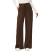 image:imagePRETTYGARDEN Womens Wide Leg Pants 2026 Fall Clothes Elastic High Waisted Knit Lounge Palazzo Pant Trousers with PocketsBrown