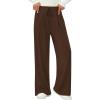 image:imagePRETTYGARDEN Womens Wide Leg Pants 2026 Fall Clothes Elastic High Waisted Knit Lounge Palazzo Pant Trousers with PocketsBrown