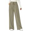 image:imagePRETTYGARDEN Womens Wide Leg Pants 2026 Fall Clothes Elastic High Waisted Knit Lounge Palazzo Pant Trousers with PocketsGreen