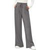 image:imagePRETTYGARDEN Womens Wide Leg Pants 2026 Fall Clothes Elastic High Waisted Knit Lounge Palazzo Pant Trousers with PocketsGrey