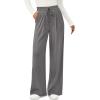 image:imagePRETTYGARDEN Womens Wide Leg Pants 2026 Fall Clothes Elastic High Waisted Knit Lounge Palazzo Pant Trousers with PocketsGrey