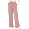 image:imagePRETTYGARDEN Womens Wide Leg Pants 2026 Fall Clothes Elastic High Waisted Knit Lounge Palazzo Pant Trousers with PocketsPink