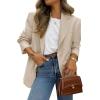 image:imagePRETTYGARDEN 2026 Blazers for Women Business Casual Long Sleeve Lapel Open Front Suit Jacket Work Blazer with PocketsBeige Apricot