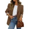 image:imagePRETTYGARDEN Blazers for Women 2026 Fall Work Office Suit Jackets Dressy Open Front Leopard Blazer Business Casual OutfitsBrown