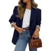 image:imagePRETTYGARDEN Blazers for Women 2026 Fall Work Office Suit Jackets Dressy Open Front Leopard Blazer Business Casual OutfitsDark Blue