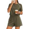 image:imagePRETTYGARDEN Shorts Sets Women 2 Piece Outfits Summer 2026 Matching Workout Athletic Clothing Casual Spring Travel LoungewearArmy Green