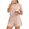 image:imagePRETTYGARDEN Shorts Sets Women 2 Piece Outfits Summer 2026 Matching Workout Athletic Clothing Casual Spring Travel LoungewearBeige