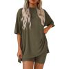 image:imagePRETTYGARDEN Women 2 Piece Lounge Set 2026 Summer Casual Oversized Shirts Biker Shorts Matching Airport Travel Outfit ClothesArmy Green