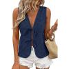 image:imagePRETTYGARDEN Women 2026 Summer Tie Front Eyelet Tank Tops Trendy Floral Vest Sleeveless V Neck Dressy Blouse Vacation OutfitsNavy Blue