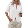 image:imagePRETTYGARDEN Women Spring Short Sleeve Cardigan Sweaters Button Down Knit Shirt Blouse Dressy Casual Tops 2026 Summer OutfitsWhite