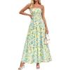 image:imagePRETTYGARDEN Women Strapless Maxi Dress 2026 Summer Floral Tube Top Ruched Beach Spring Wedding Guest Long DressesFloral White Light Green