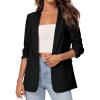 image:imagePRETTYGARDEN Womens 2026 Spring Blazers Business Casual Outfits Open Front Ruched 34 Sleeve Lightweight Work Suits JacketsBlack