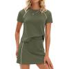 image:imagePRETTYGARDEN Womens 2026 Summer 2 Piece Skirt Sets Short Sleeve Shirts Tops Skorts Matching Workout Clothes Travel OutfitsArmy Green