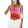 image:imagePRETTYGARDEN Womens Mesh Floral Strapless Bandeau Crop TopPink