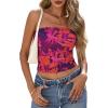 image:imagePRETTYGARDEN Womens Mesh Floral Strapless Bandeau Crop TopPurple Orange