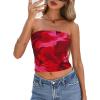 image:imagePRETTYGARDEN Womens Mesh Floral Strapless Bandeau Crop TopRed