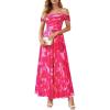image:imagePRETTYGARDEN Womens Off Shoulder Maxi Summer Dresses 2026 Elegant Mesh Aline Swing Ruched Flowy Cocktail Wedding Guest DressFloral Rose Red