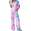 image:imagePRETTYGARDEN Womens Pajama Sets 2 Piece Lounge PJ Set 2026 Summer Soft Sleepwear Short Sleeve Top Loose Pants Spring OutfitsMulticolor
