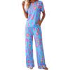 image:imagePRETTYGARDEN Womens Pajama Sets 2 Piece Lounge PJ Set 2026 Summer Soft Sleepwear Short Sleeve Top Loose Pants Spring OutfitsMulticolor Leopard
