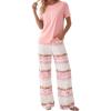image:imagePRETTYGARDEN Womens Pajama Sets 2 Piece Lounge PJ Set 2026 Summer Soft Sleepwear Short Sleeve Top Loose Pants Spring OutfitsPink