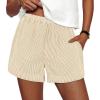 image:imagePRETTYGARDEN Womens Striped Boxer Shorts Summer 2026 Trendy Casual Elastic Waist Lounge Sleep Pajama Bottoms Beach ShortsStriped Apricot White