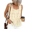 image:imagePRETTYGARDEN Womens Tank Tops 2026 Summer Button Down Shirts Embroidered Eyelet Dressy Casual Blouses Beach Vacation ClothesBeige