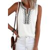 image:imagePRETTYGARDEN Womens Tank Tops 2026 Summer Causal V Neck Sleeveless Shirts Floral Print Embroidered Beach Vacation Boho TopWhite