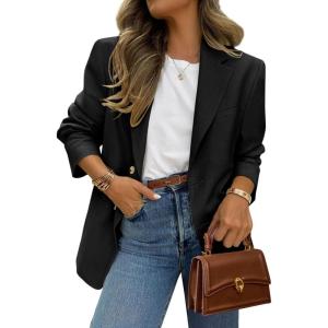 image:imagePRETTYGARDEN 2026 Blazers for Women Business Casual Long Sleeve Lapel Open Front Suit Jacket Work Blazer with PocketsBlack