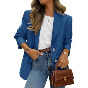 image:imagePRETTYGARDEN 2026 Blazers for Women Business Casual Long Sleeve Lapel Open Front Suit Jacket Work Blazer with PocketsDark Blue