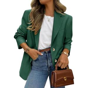 image:imagePRETTYGARDEN 2026 Blazers for Women Business Casual Long Sleeve Lapel Open Front Suit Jacket Work Blazer with PocketsDark Green