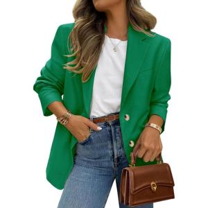 image:imagePRETTYGARDEN 2026 Blazers for Women Business Casual Long Sleeve Lapel Open Front Suit Jacket Work Blazer with PocketsGreen