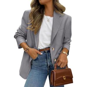 image:imagePRETTYGARDEN 2026 Blazers for Women Business Casual Long Sleeve Lapel Open Front Suit Jacket Work Blazer with PocketsGrey