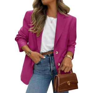image:imagePRETTYGARDEN 2026 Blazers for Women Business Casual Long Sleeve Lapel Open Front Suit Jacket Work Blazer with PocketsRose Pink