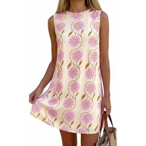 image:imagePRETTYGARDEN Sundresses for Women 2026 Summer Elegant Floral A Line Short Party Dress Beach Vacation ClothesApricot Light Purple Floral