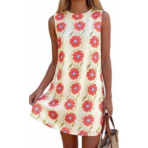 image:imagePRETTYGARDEN Sundresses for Women 2026 Summer Elegant Floral A Line Short Party Dress Beach Vacation ClothesApricot Red Floral