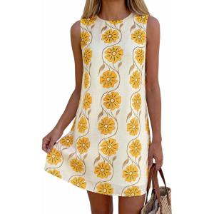 image:imagePRETTYGARDEN Sundresses for Women 2026 Summer Elegant Floral A Line Short Party Dress Beach Vacation ClothesApricot Yellow Floral