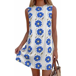 image:imagePRETTYGARDEN Sundresses for Women 2026 Summer Elegant Floral A Line Short Party Dress Beach Vacation ClothesWhite Blue Floral