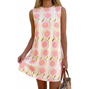 image:imagePRETTYGARDEN Sundresses for Women 2026 Summer Elegant Floral A Line Short Party Dress Beach Vacation ClothesWhite Pink Floral