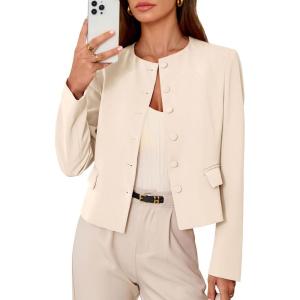 image:imagePRETTYGARDEN Women Blazers Business Casual Outfits 2026 Fall Fashion Long Sleeve Professional Office Work Suit Jacket ClothesBeige