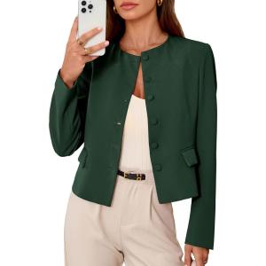 image:imagePRETTYGARDEN Women Blazers Business Casual Outfits 2026 Fall Fashion Long Sleeve Professional Office Work Suit Jacket ClothesDark Green